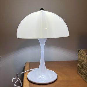 White Mushroom Lamp Acrylic Shade Minimal Bulb Included With Cord Small Bedside